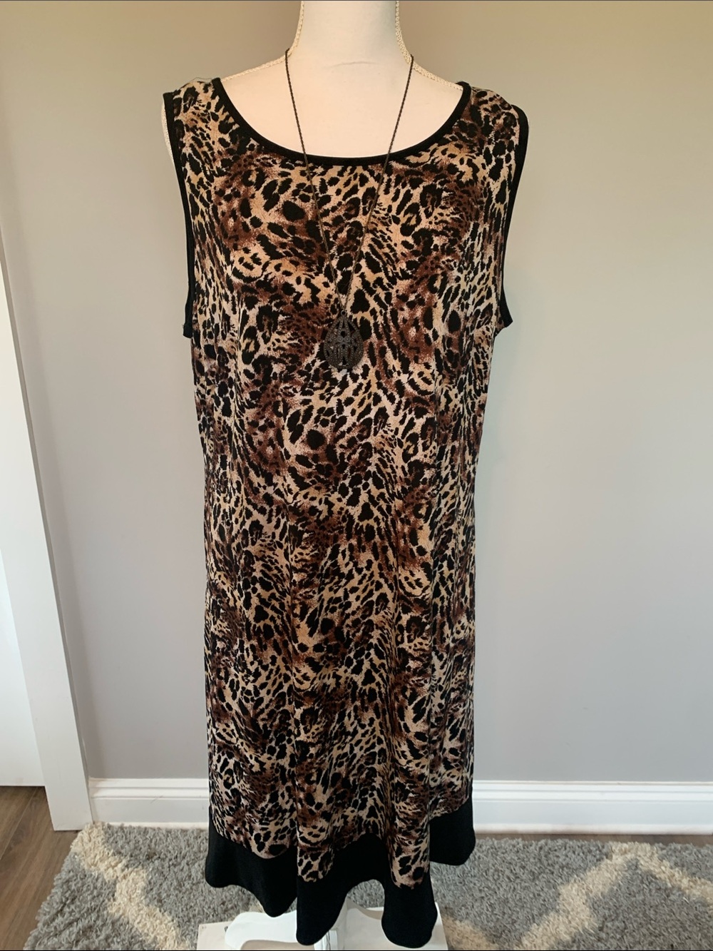 Glamour Leopard Print Midi Dress in Brown and Black size 16W